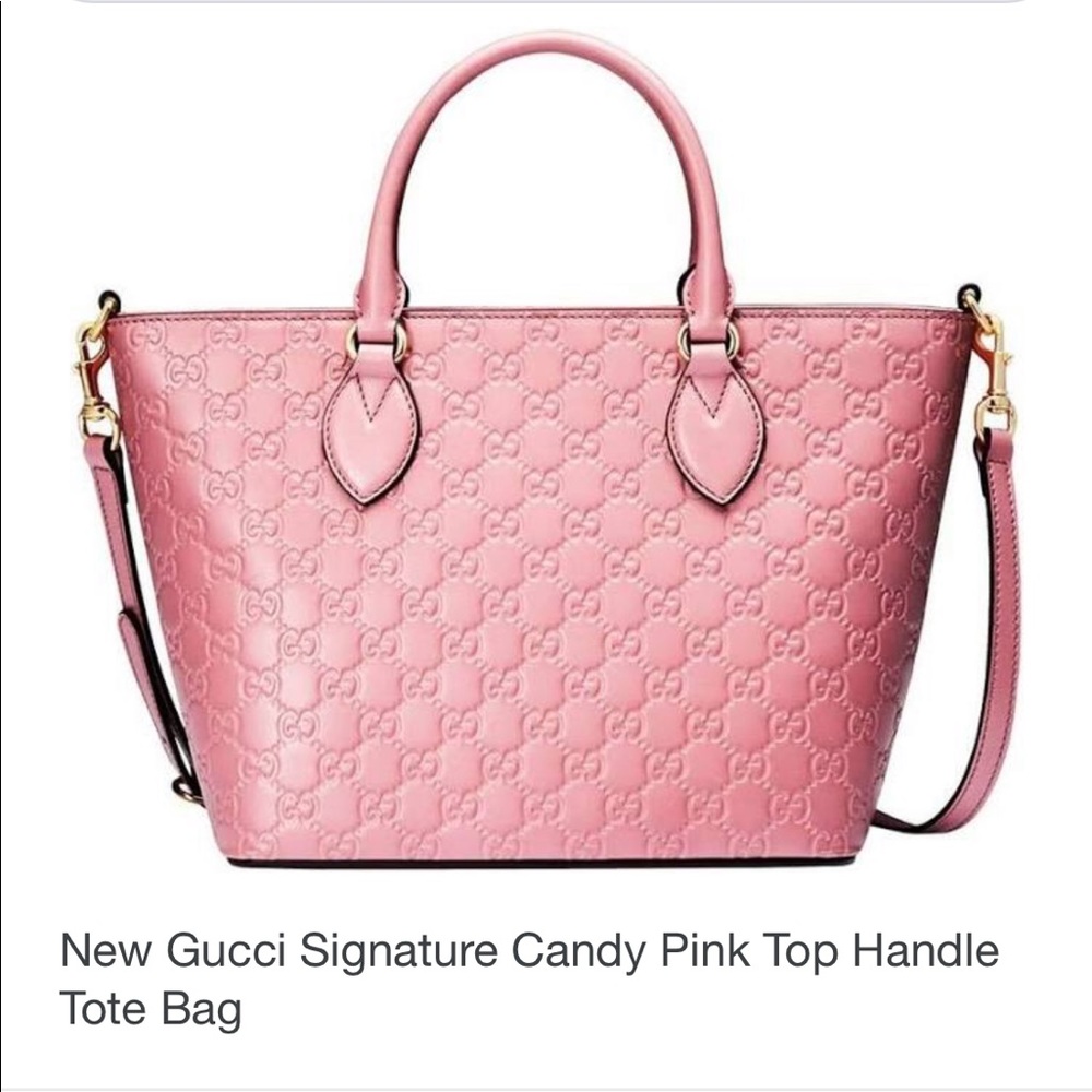 GUCCI signature candy pink top handle tote